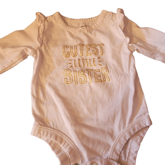 Lot 3 Carter's 3 Month One Piece "Cutest Little Sister" Bear Bow - Picture 2 of 7